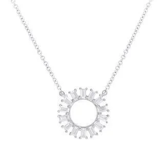 0.26ct 14k White Gold Diamond Circle Baguette Pendant