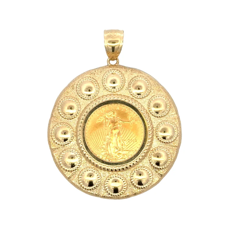 14 Karat Yellow Gold 1/10 Ounce Liberty Coin Pendant