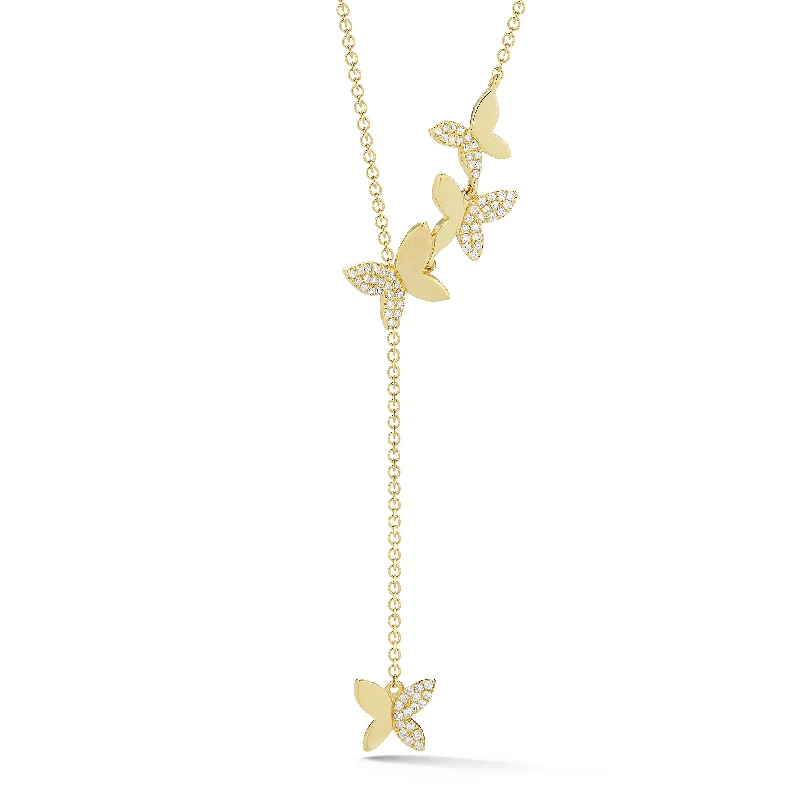 Diamond Butterfly Lariat Necklace