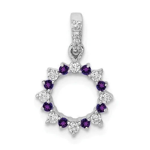 PETITE 14KT WHITE GOLD .09 CTW AMETHYST & .13 CTW DIAMOND PENDANT