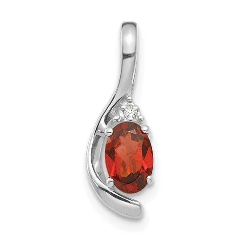 14KT WHITE GOLD 0.55 CT GARNET & DIAMOND PENDANT