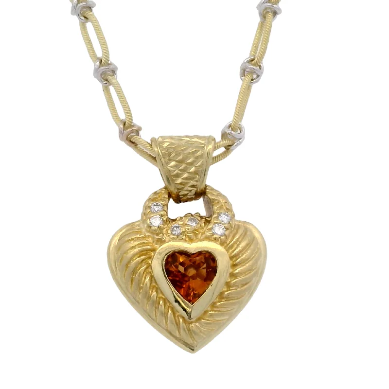 18 KY Judith Ripka Heart Antique/Estate Pendant Necklace