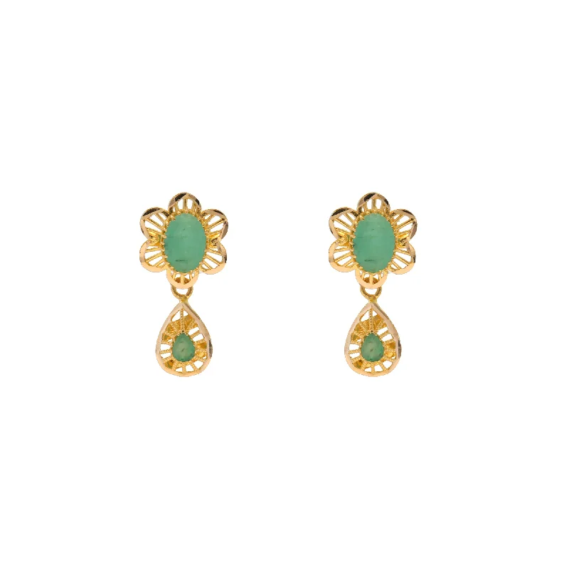 22K Yellow Gold & Emerald Pendant Set (11.6gm)