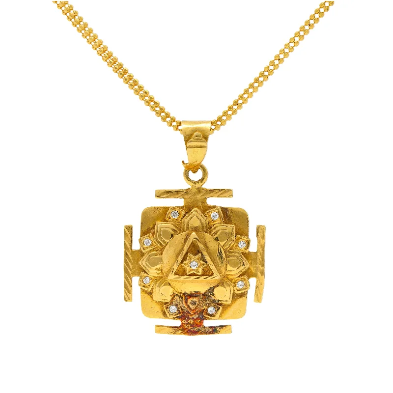 22K Yellow Gold Indian Flora Pendant