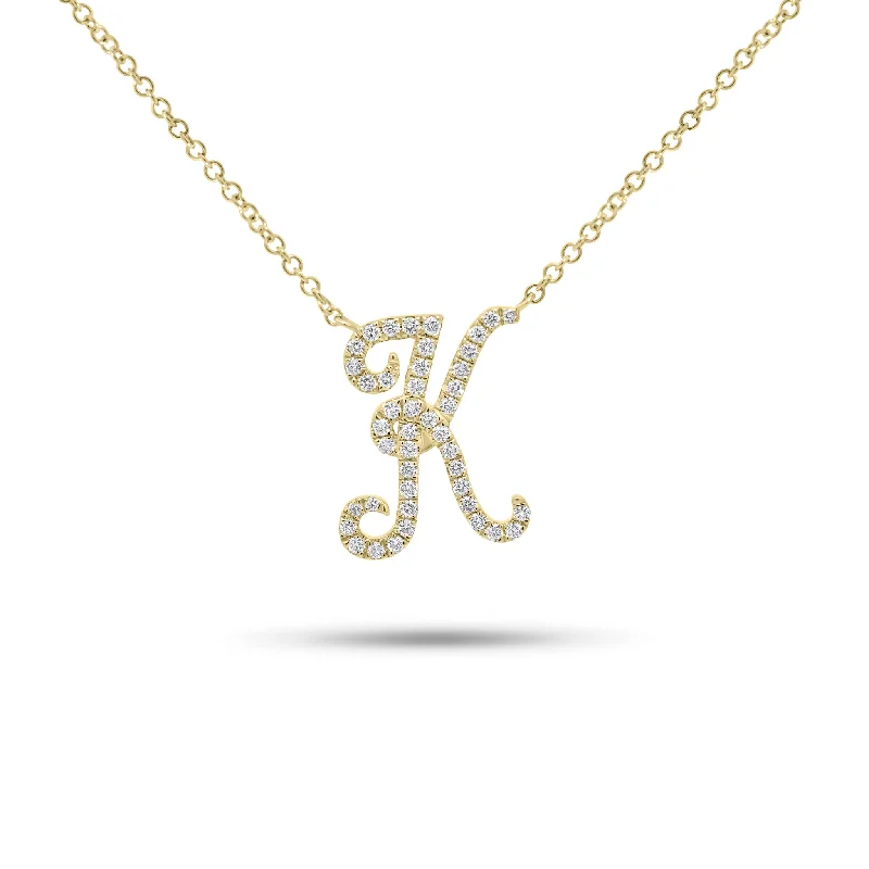 Diamond Script Initial Pendant Necklace