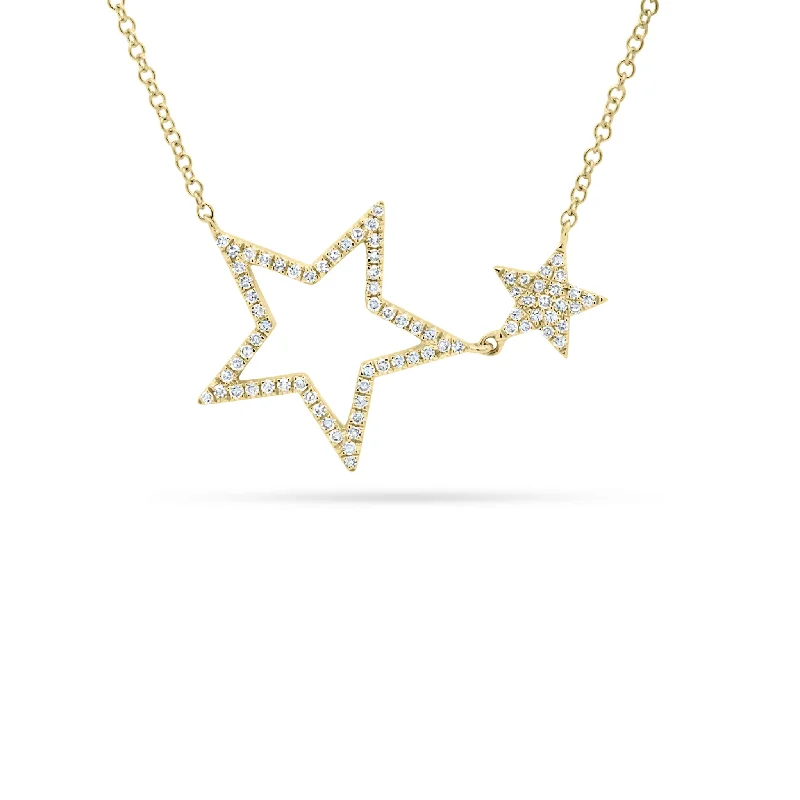 Diamond Open & Filled Star Necklace