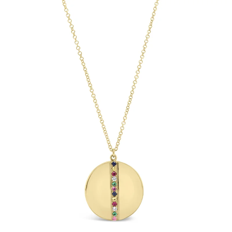 Diamond & Multicolor Gemstone Locket Necklace