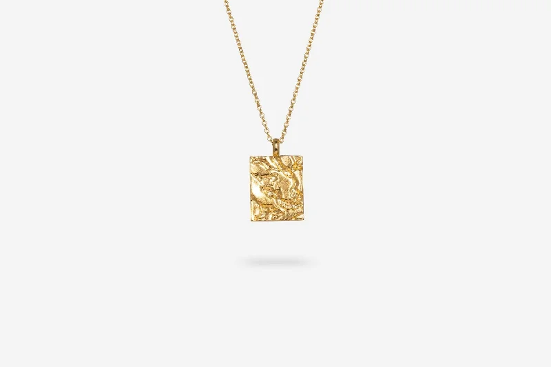 IX Rustic Square Gold Plated Pendant