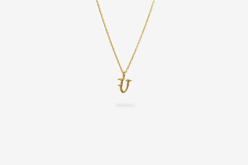 IX V Letter 22K Gold Plated Pendant