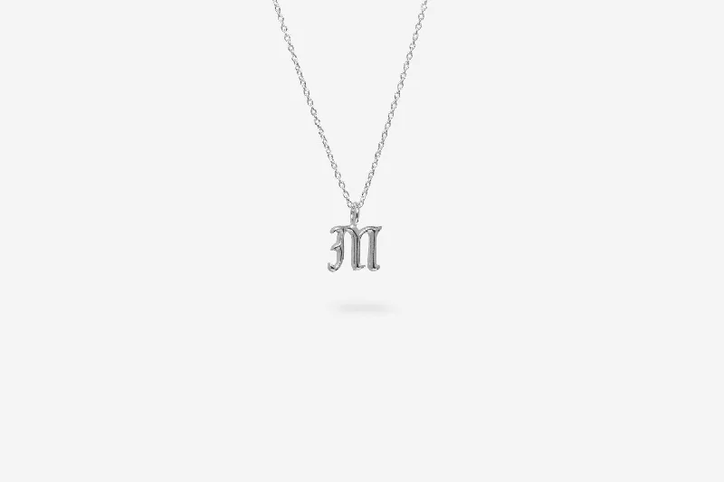 IX M Letter Silver Pendant