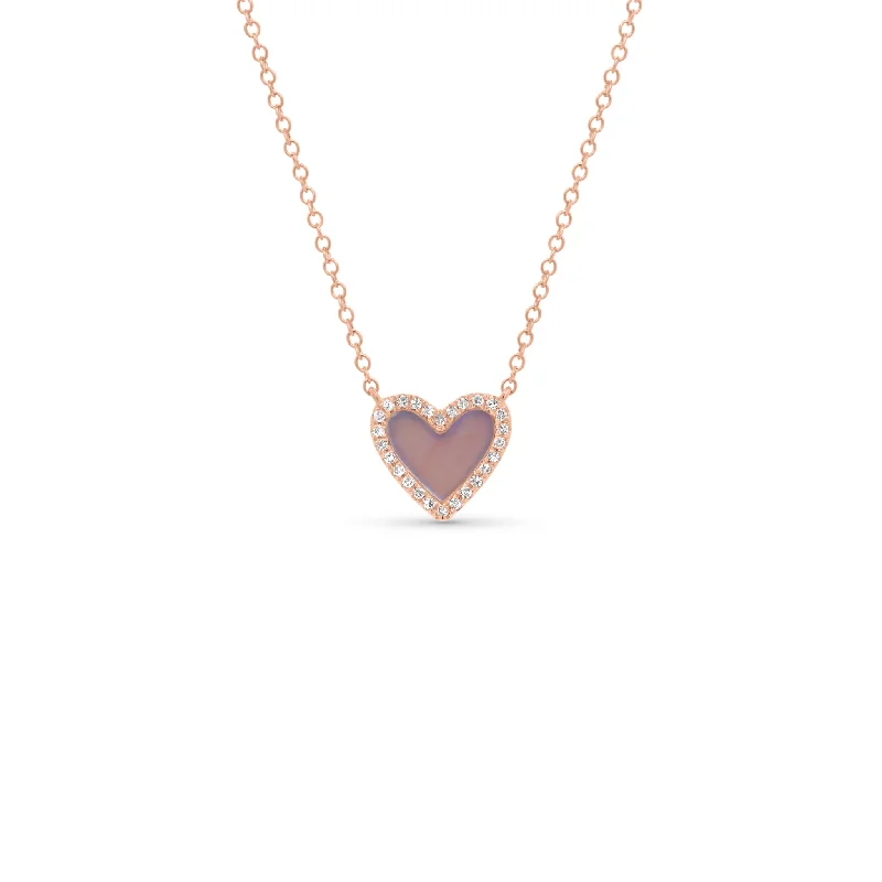 Mother of Pearl & Diamond Small Heart Pendant