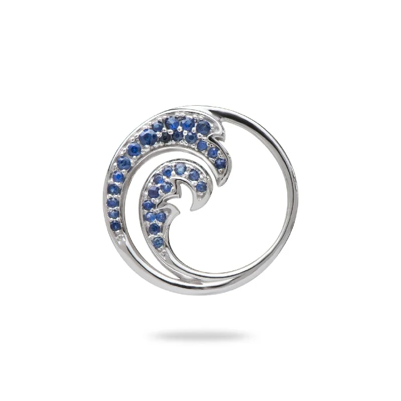 Nalu Pendant in White Gold with Blue Sapphires - 22mm