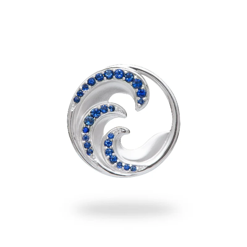 Nalu Pendant in White Gold with Blue Sapphires - 22mm