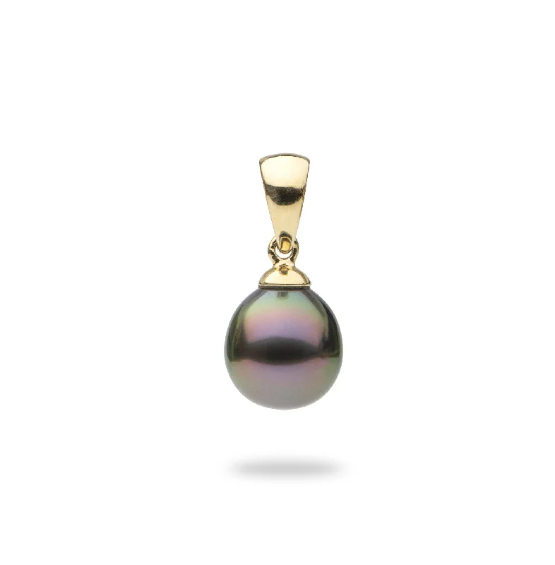 Tahitian Black Pearl Pendant in Gold - 8-12mm