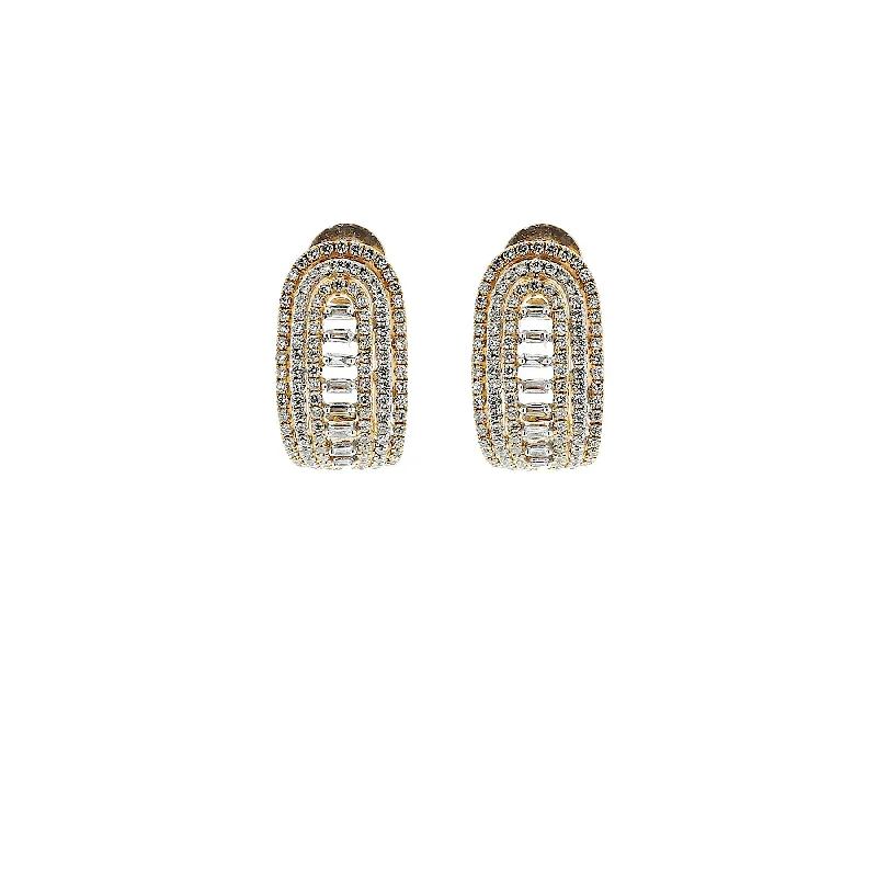 Half Moon Diamond + 18k Gold Earrings