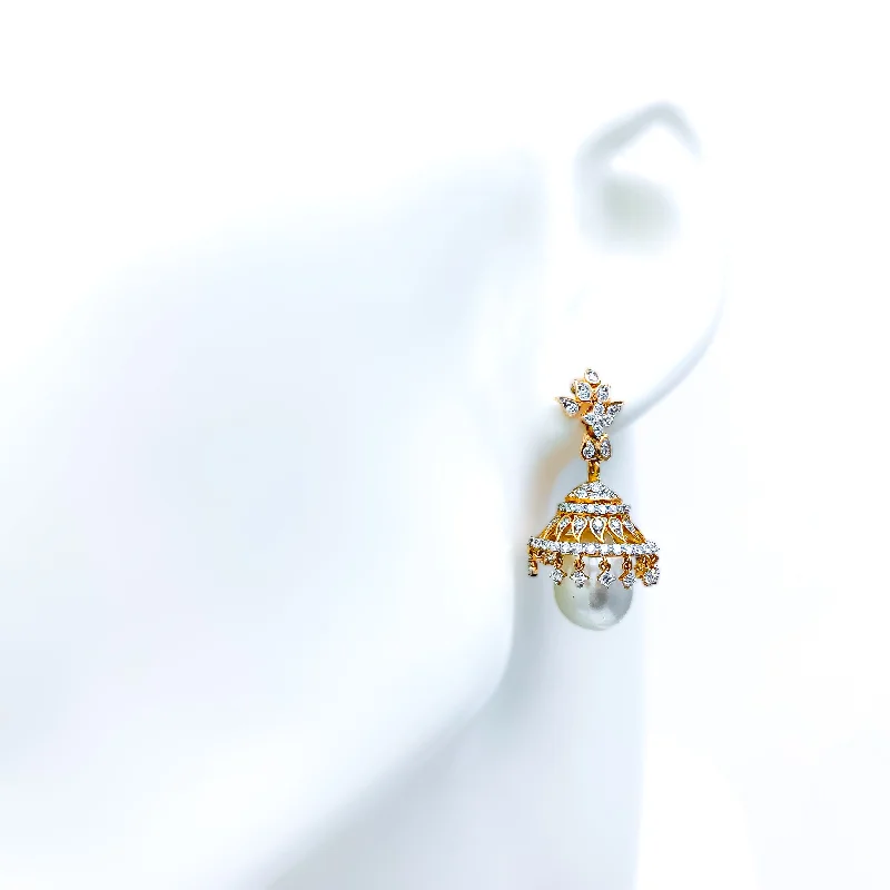 Magnificent Rose Gold Diamond + 18k Gold Jhumkis