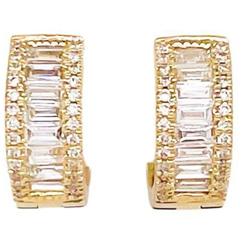 emerald-cut aquamarine necklace Baguette Diamond Huggie Earrings