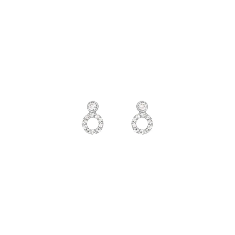 Double Circle 18K Whitegold Stud w. Diamond