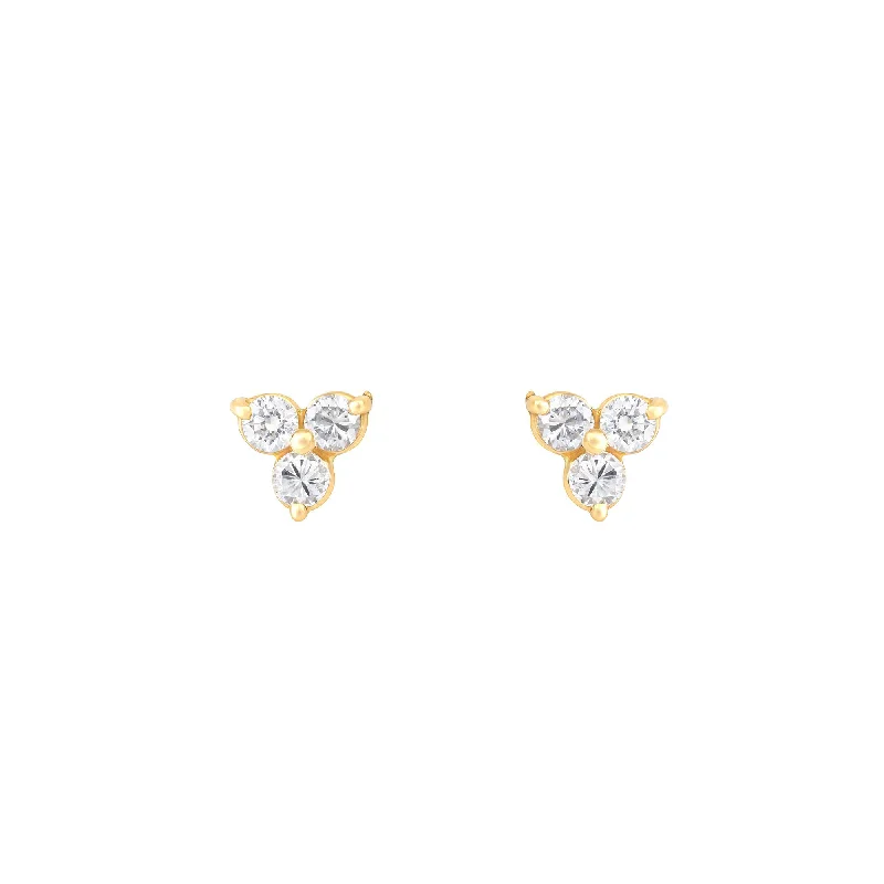 Triangle Diamond 18K Gold Stud w. Diamond