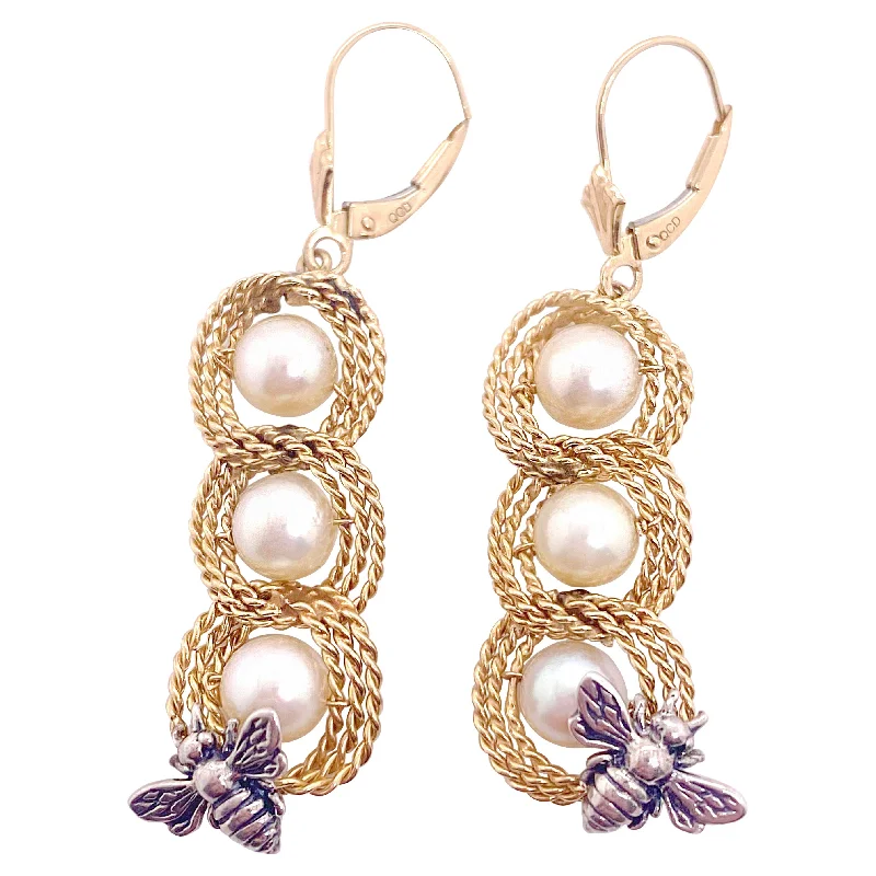 minimalist cubic zirconia earrings Bee Pearl Drop Earrings