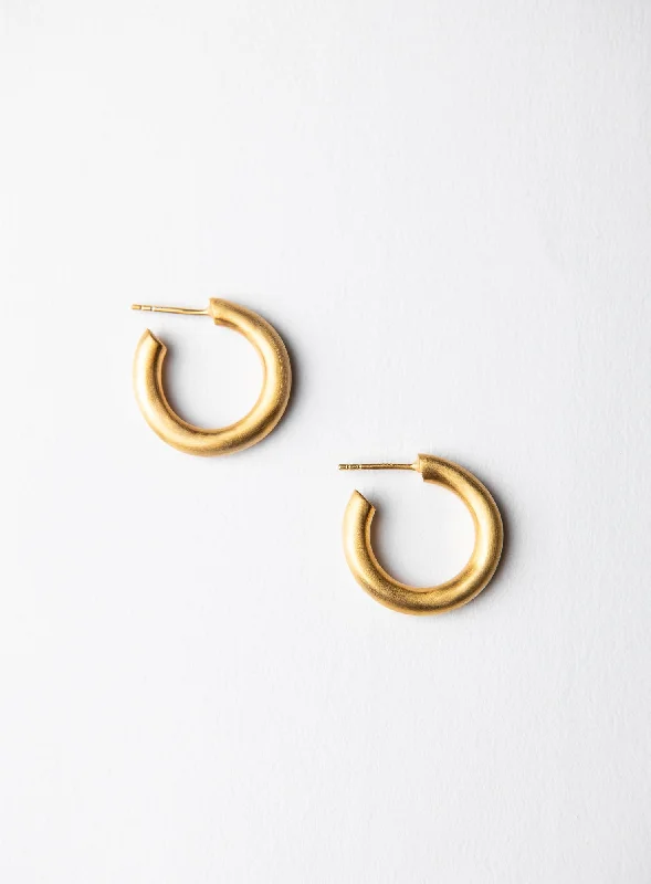 Medium Matte 14K Gold Plated Hoops