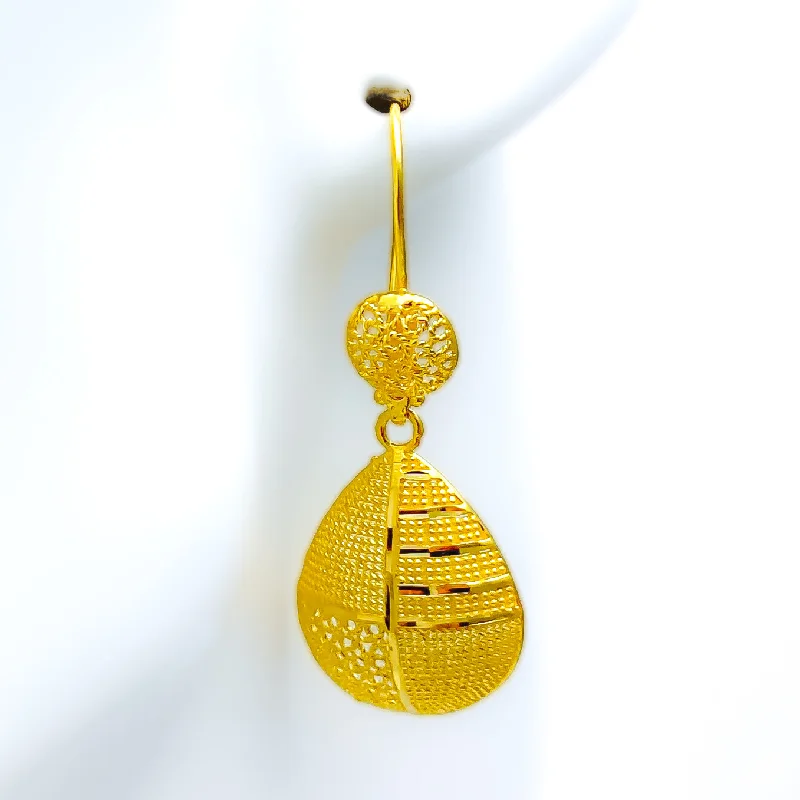 Bold Textured 22k Gold  Hanging Earrings