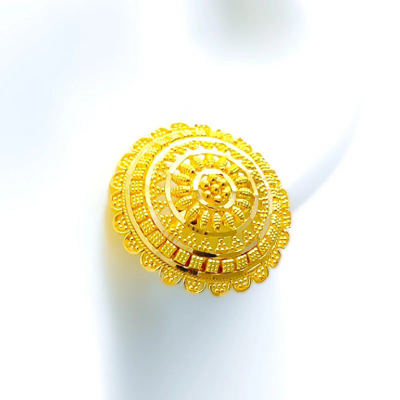 Captivating Regal Flower 22k Gold Earrings