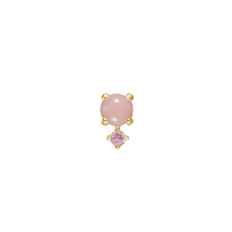 Bon Bon 10K Gold Stud w. Pink Opal & Tourmaline