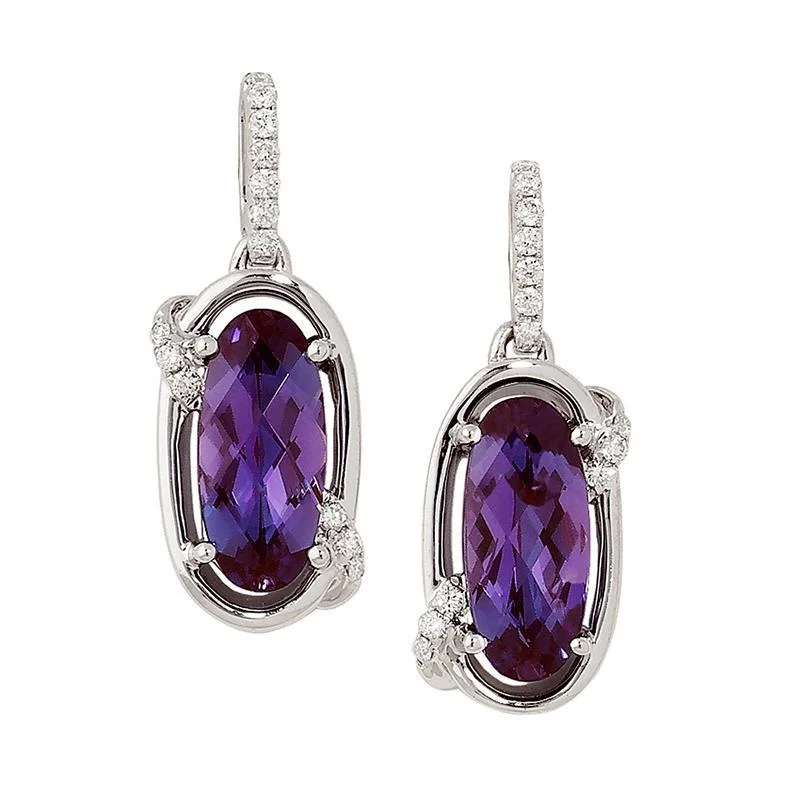 CHATHAM LAB GROWN ALEXANDRITE AND DIAMOND EARRINGS