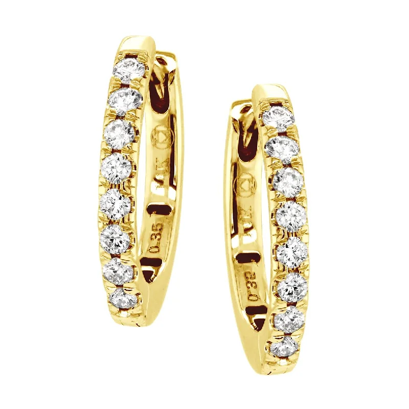 CLASSIC YELLOW GOLD HOOP EARRINGS WITH DIAMONDS, .43 CT TW