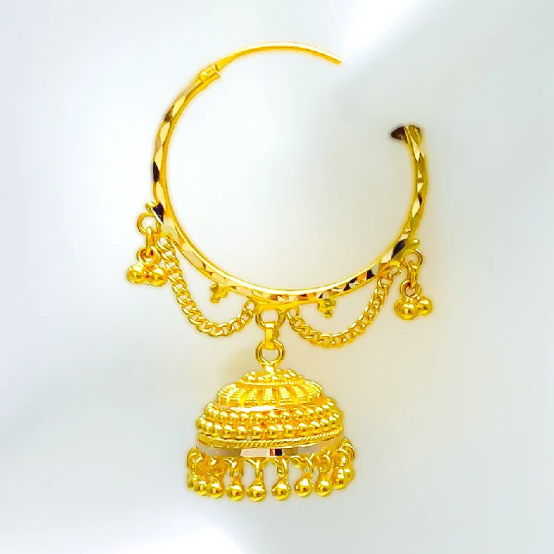 Delightful Tasseled 22K Gold Bali Earrings