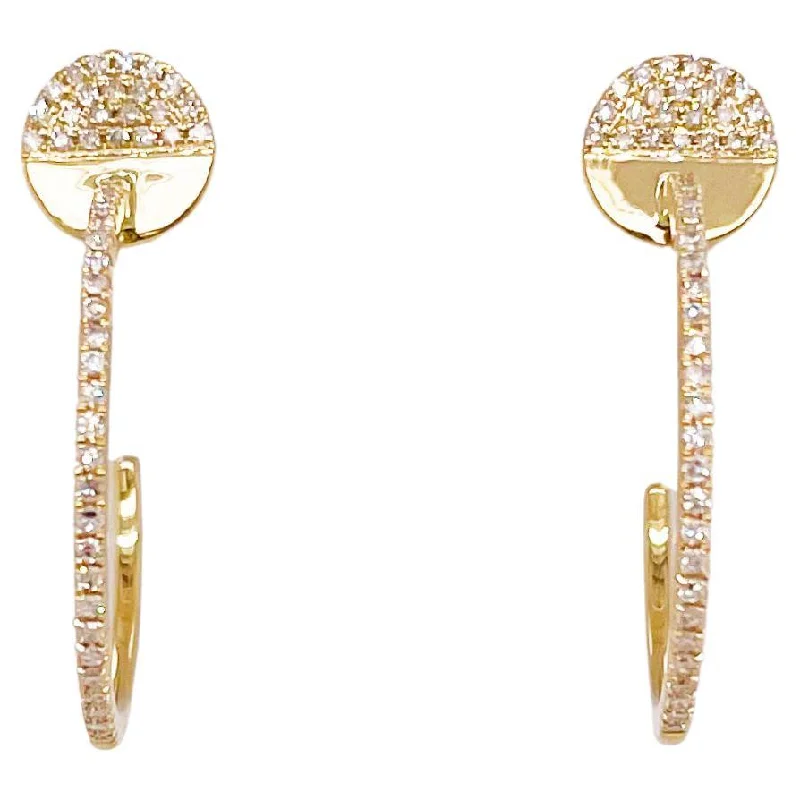celestial crescent moon bracelet Diamond Disk Hoop Earrings