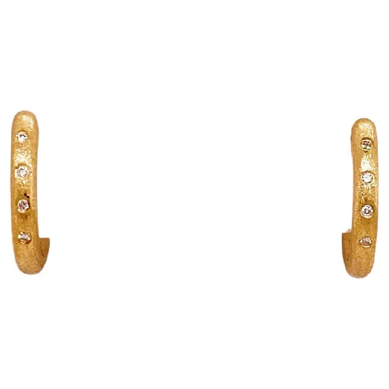 men’s hammered titanium ring Diamond Satin Huggie Earrings