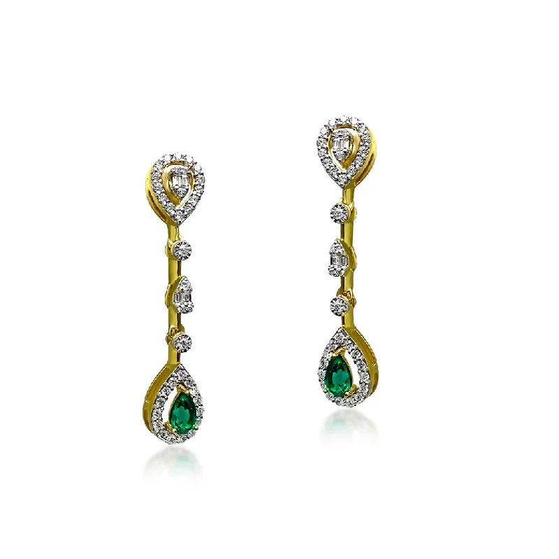 Elegant 18K Gold + Diamond Hanging Earrings