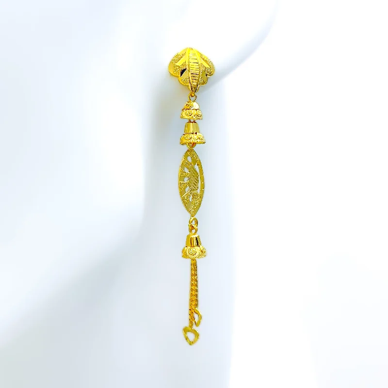 Fancy Cutwork 22k Gold Leaf Earrings