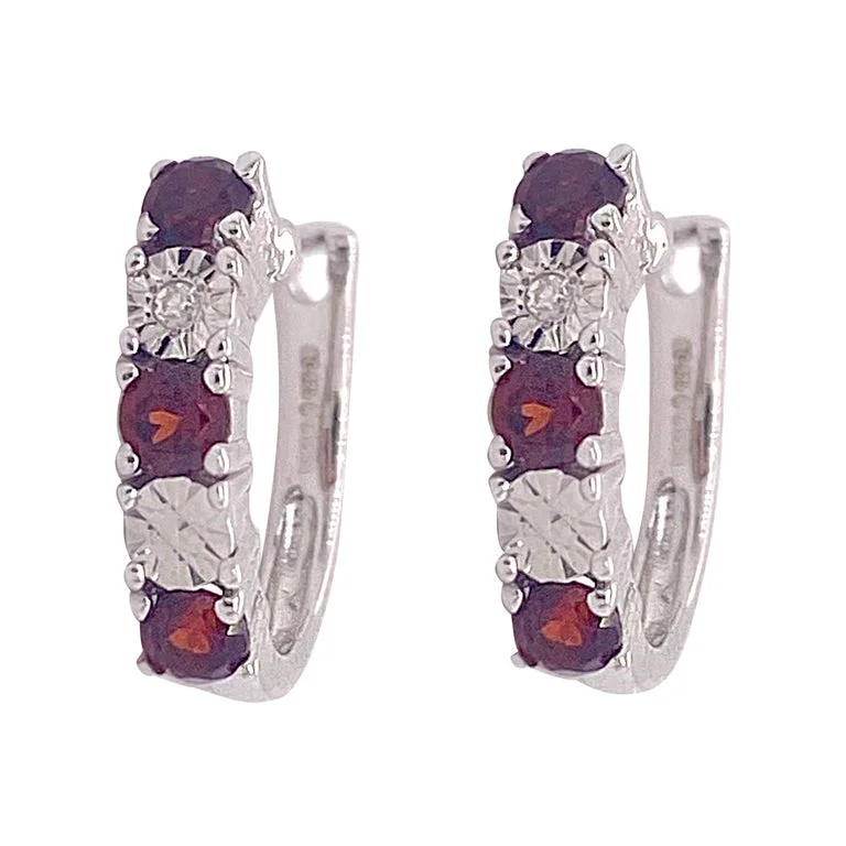 unique diamond eternity band Garnet & Diamond Hoop Earrings