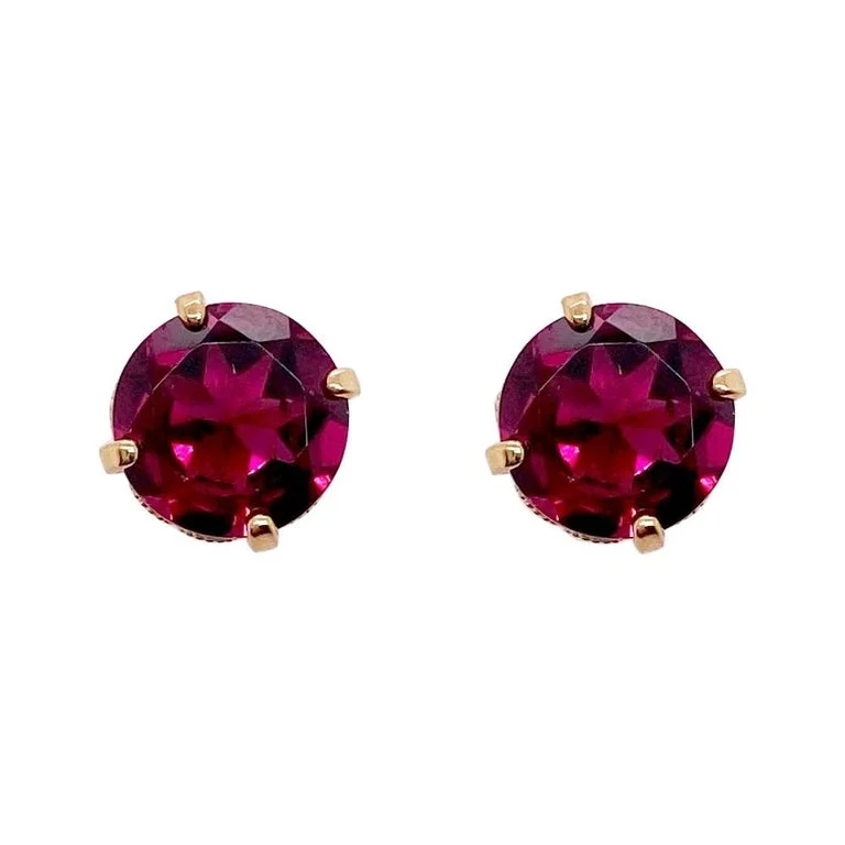 handcrafted crystal quartz ring Rhodolite Garnet Stud Earrings