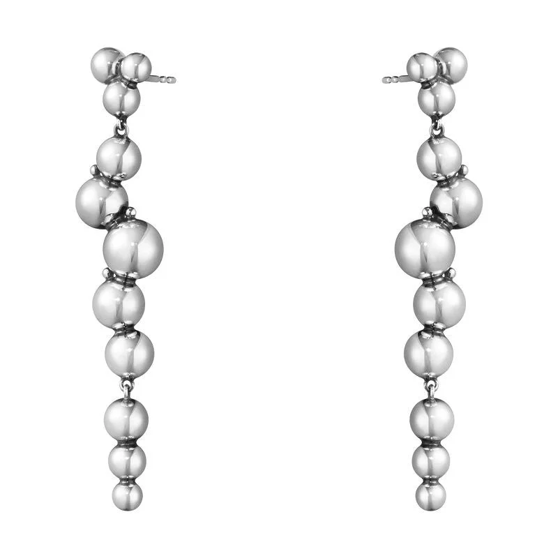 Moonlight Grapes long Silver Earrings