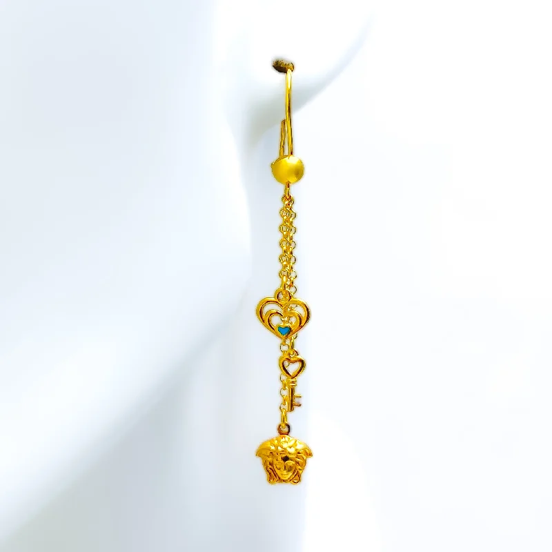 Statement Heart 21k Gold Hanging Earrings