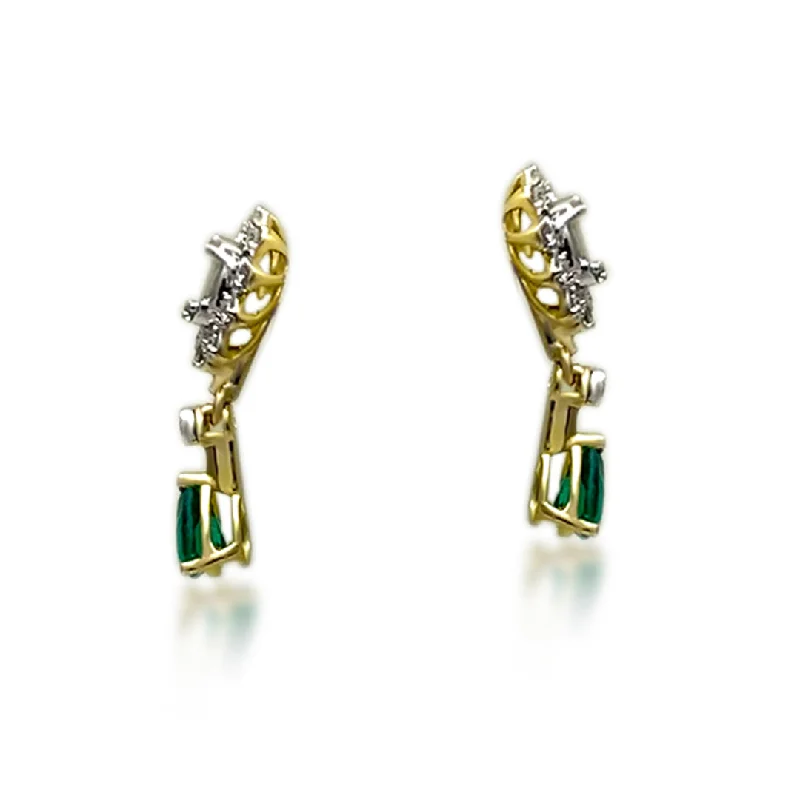 Graceful Evergreen 18K Gold + Diamond Hanging Earrings