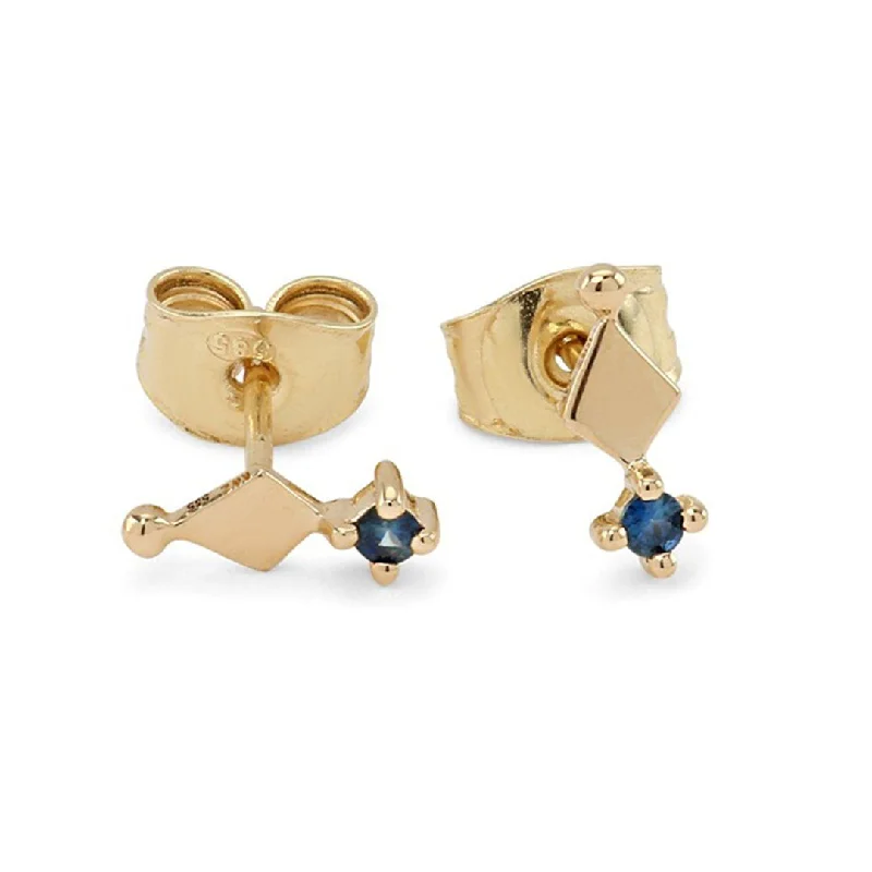 Kitah 14K Gold Earring w. Sapphire