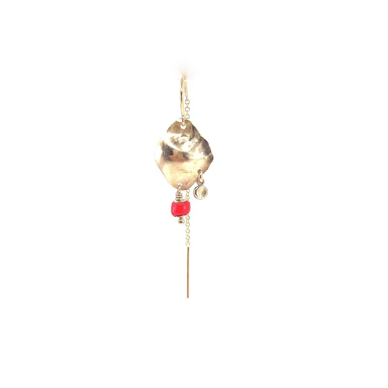 Jodhi Moreno 14K Goldfilled Chain Earring w. Coral