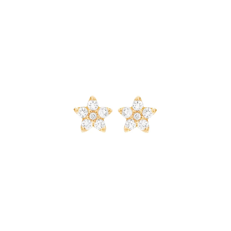 Small Shooting Stars 18K Gold Earrings w. Diamonds