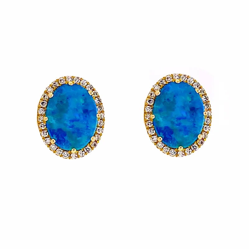 hammered copper wedding band Opal Diamond Halo Stud Earrings