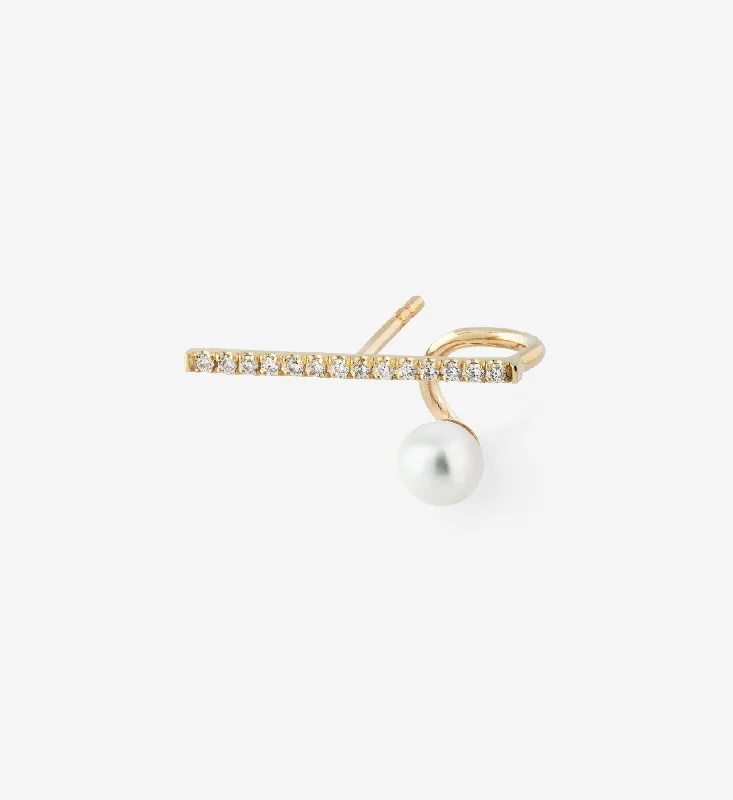 Horizontal Pearl Spiral Earring 06 - Single