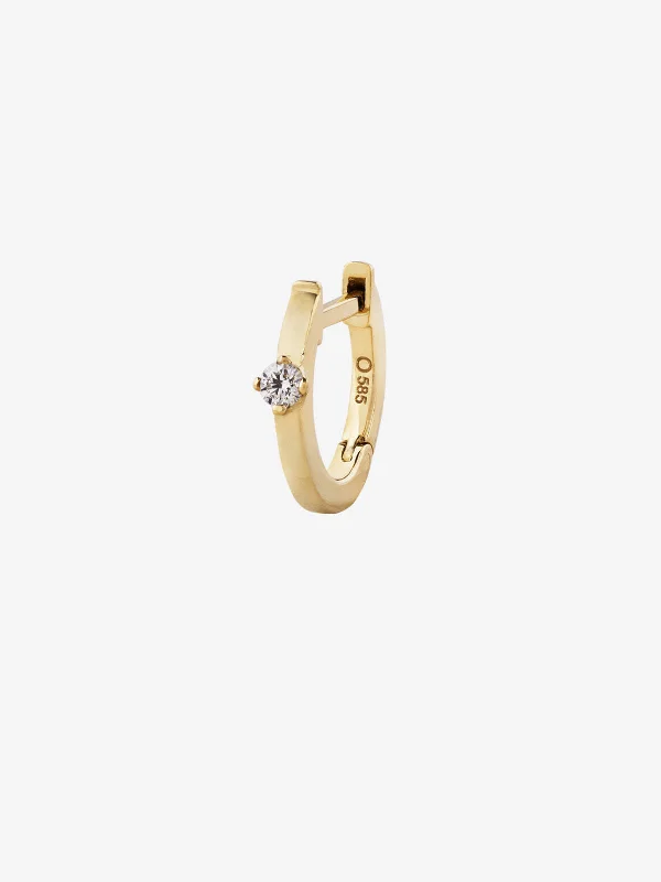 Diamond 0.04 14K Gold, Whitegold or Rosegold Huggie w. Diamond