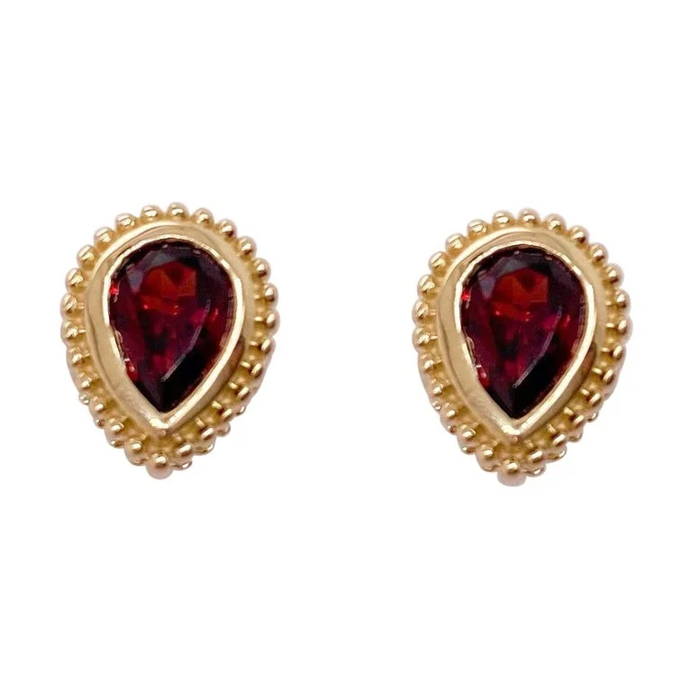 natural amethyst necklace Pear Garnet Stud Earrings