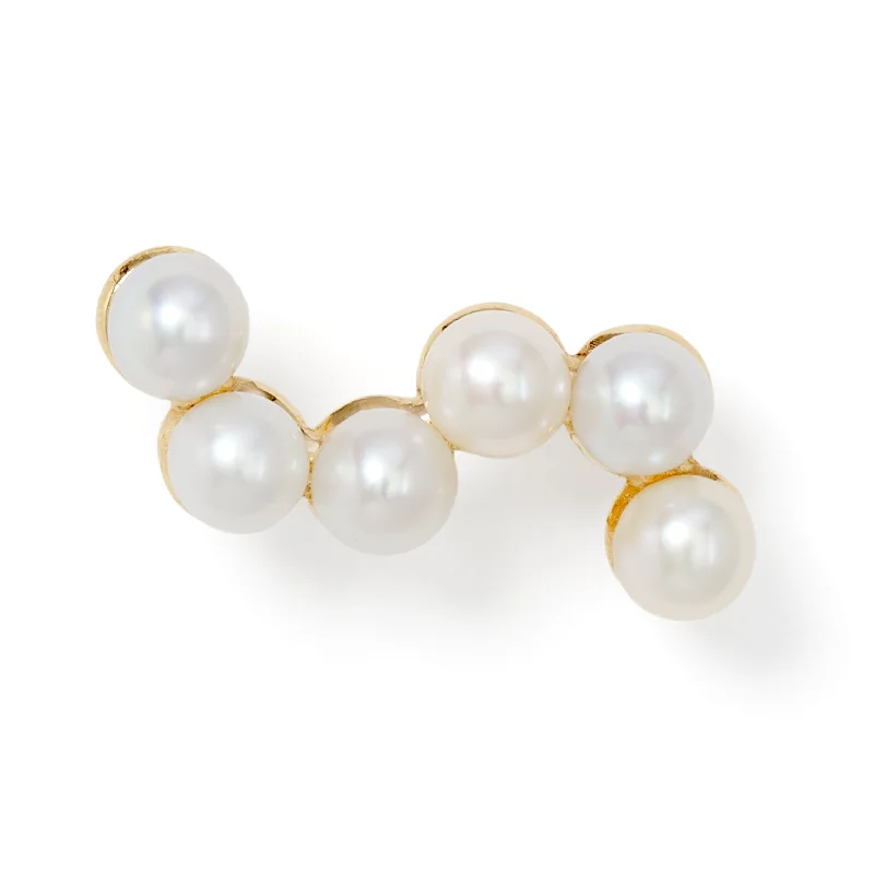 Small Curves 9K Gold Earring w. Pearls