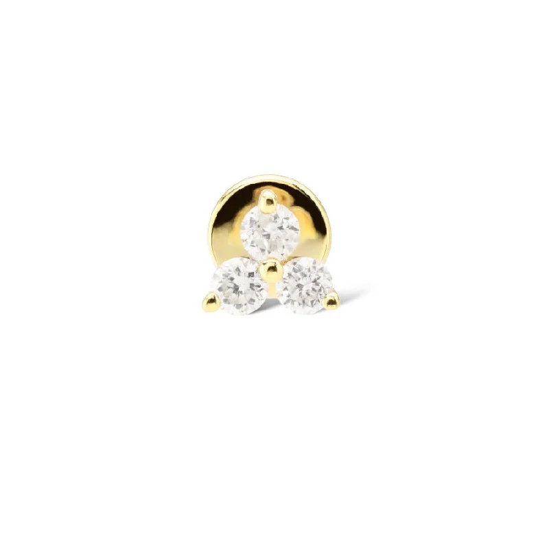 Pavé Triangle Piercing 18K Gold or Whitegold Stud w. Diamonds