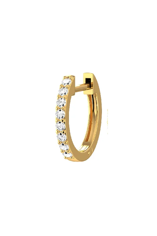 Small Line 18K Gold Hoop w. Lab-Grown Diamonds